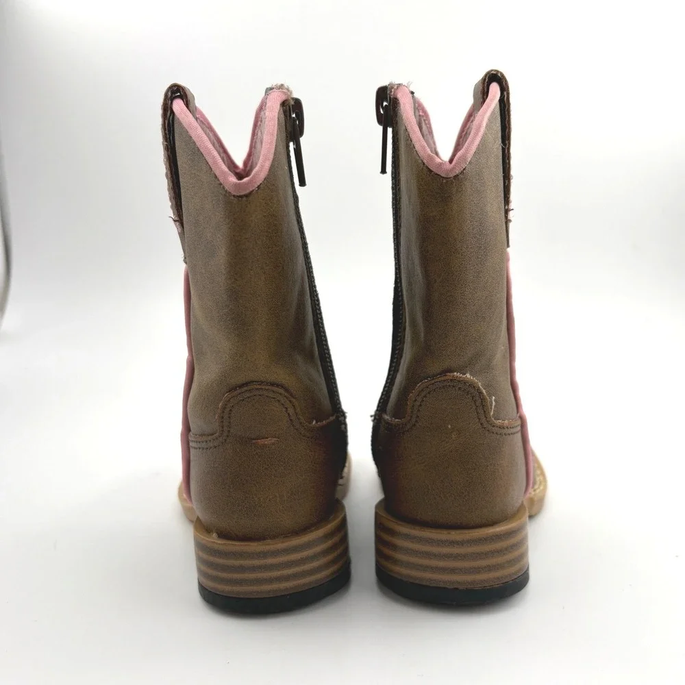 Twister Toddler Cowgirl Boots Size 4 Pink Cross Wings Western Square Toe 4413202